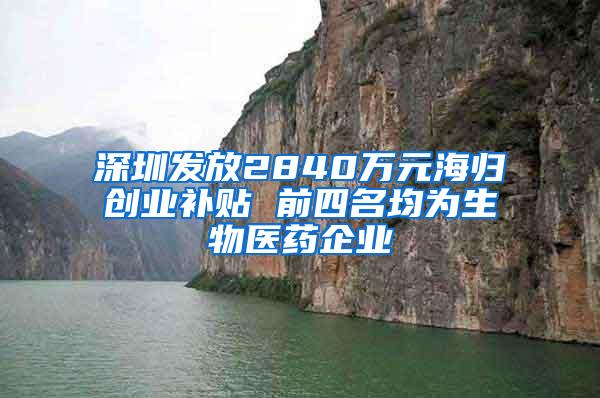 深圳发放2840万元海归创业补贴 前四名均为生物医药企业