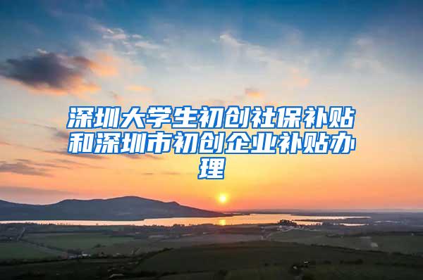 深圳大学生初创社保补贴和深圳市初创企业补贴办理