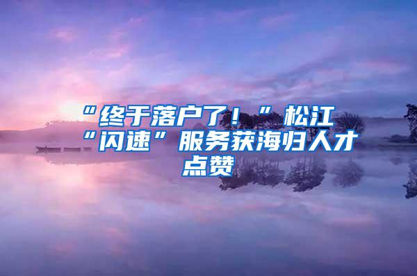 “终于落户了！”松江“闪速”服务获海归人才点赞