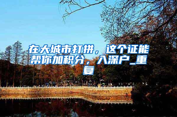 在大城市打拼，这个证能帮你加积分，入深户_重复