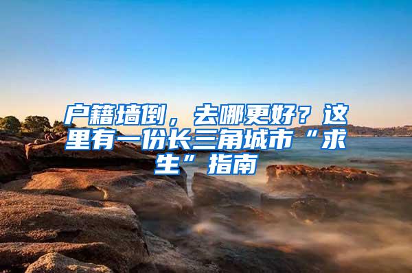 户籍墙倒，去哪更好？这里有一份长三角城市“求生”指南