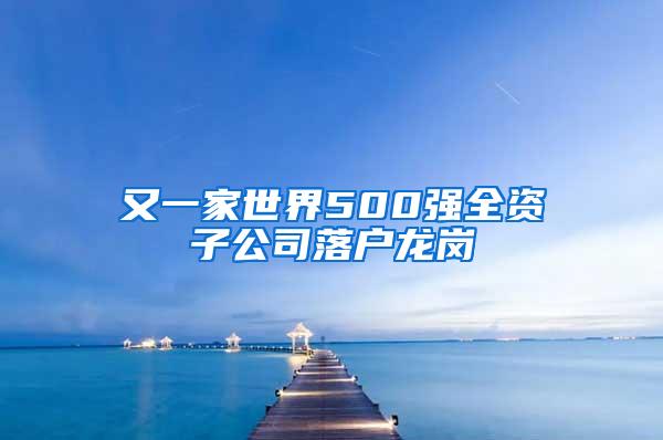 又一家世界500强全资子公司落户龙岗