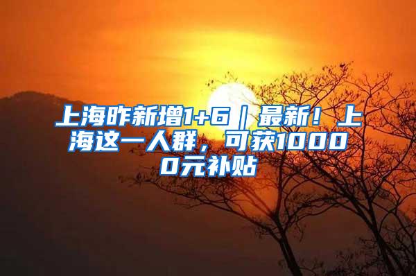上海昨新增1+6｜最新！上海这一人群，可获10000元补贴