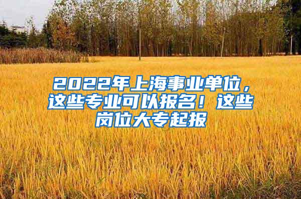 2022年上海事业单位，这些专业可以报名！这些岗位大专起报