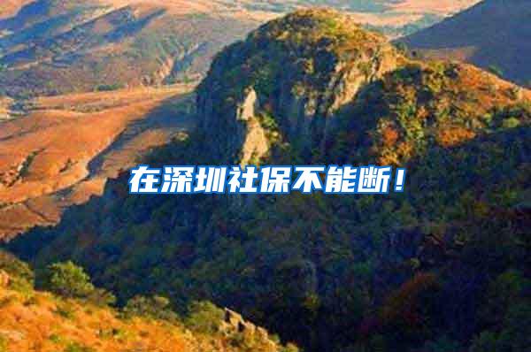 在深圳社保不能断！