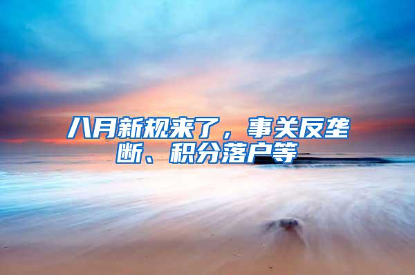 八月新规来了，事关反垄断、积分落户等