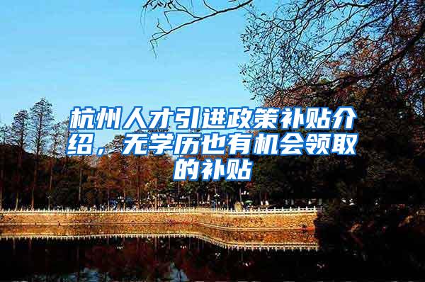 杭州人才引进政策补贴介绍，无学历也有机会领取的补贴