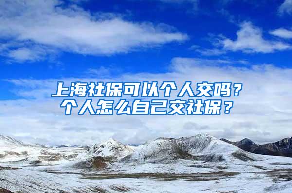 上海社保可以个人交吗？个人怎么自己交社保？