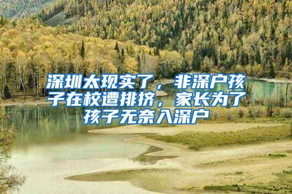 深圳太现实了，非深户孩子在校遭排挤，家长为了孩子无奈入深户