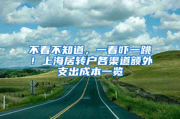 不看不知道，一看吓一跳！上海居转户各渠道额外支出成本一览