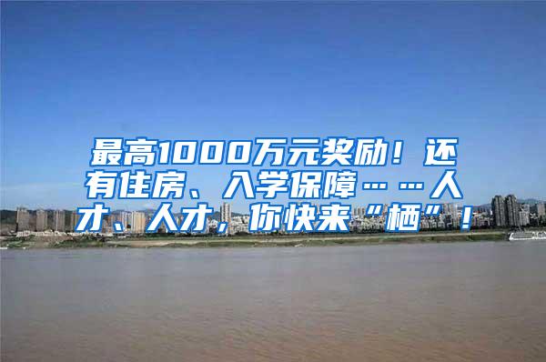 最高1000万元奖励！还有住房、入学保障……人才、人才，你快来“栖”！