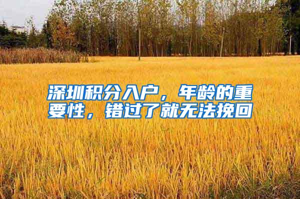 深圳积分入户，年龄的重要性，错过了就无法挽回