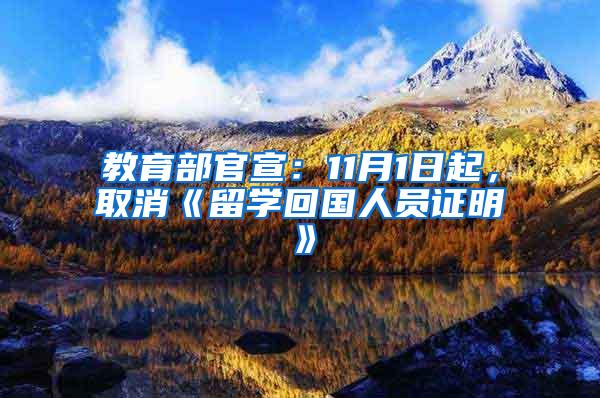 教育部官宣：11月1日起，取消《留学回国人员证明》
