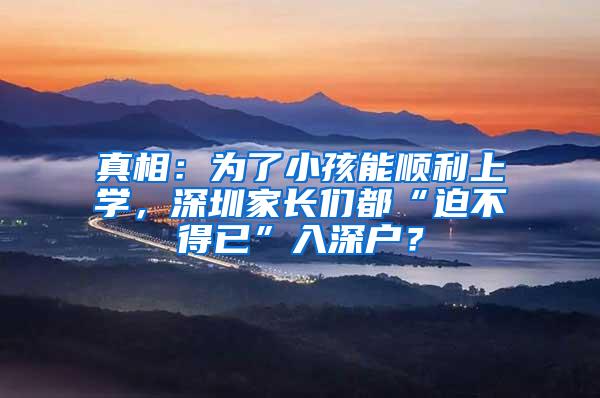 真相：为了小孩能顺利上学，深圳家长们都“迫不得已”入深户？