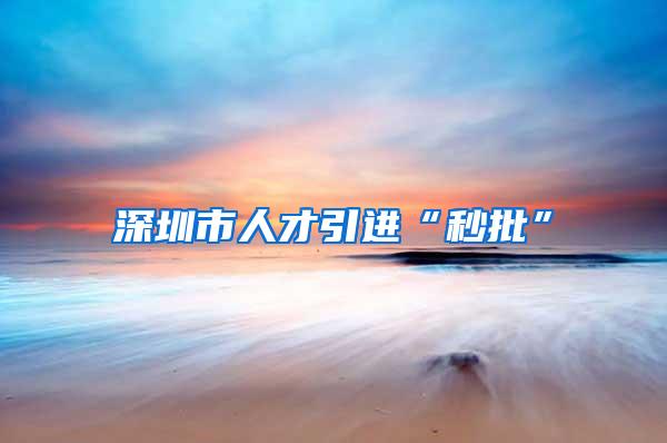 深圳市人才引进“秒批”