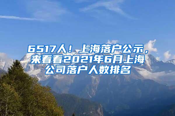6517人！上海落户公示，来看看2021年6月上海公司落户人数排名