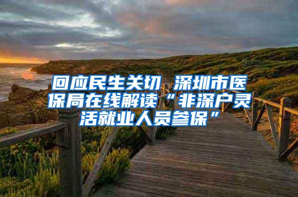 回应民生关切 深圳市医保局在线解读“非深户灵活就业人员参保”