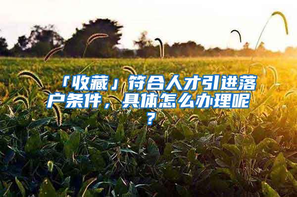 「收藏」符合人才引进落户条件，具体怎么办理呢？