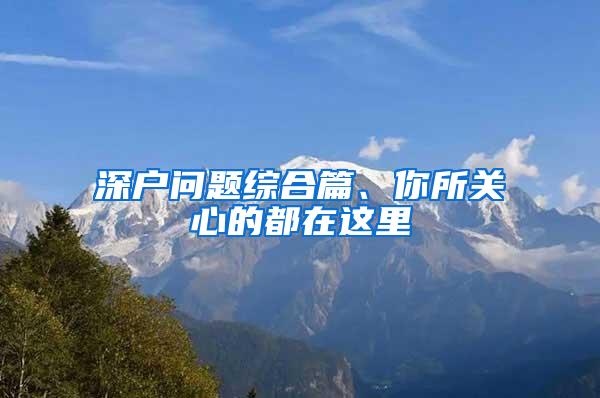 深户问题综合篇、你所关心的都在这里