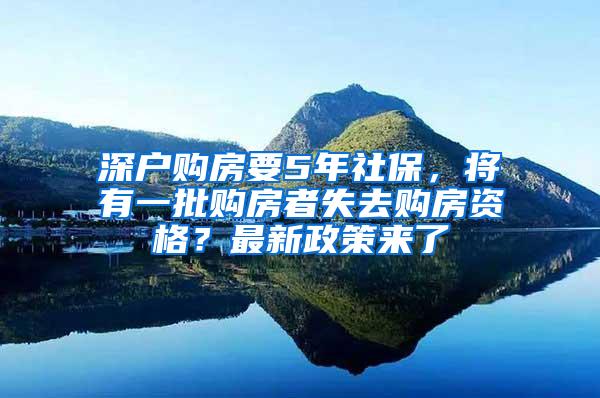 深户购房要5年社保，将有一批购房者失去购房资格？最新政策来了