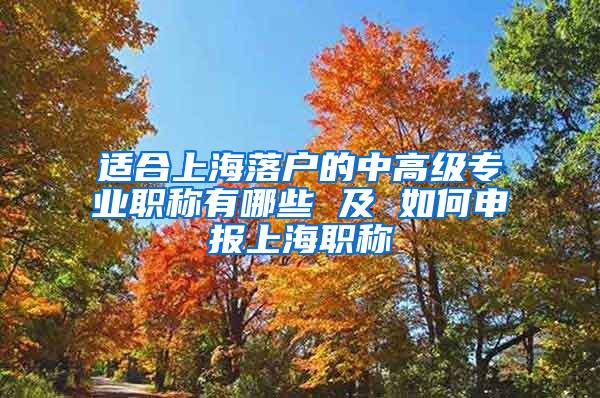适合上海落户的中高级专业职称有哪些 及 如何申报上海职称