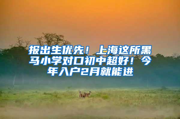 报出生优先！上海这所黑马小学对口初中超好！今年入户2月就能进