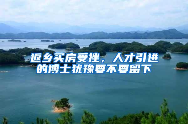 返乡买房受挫，人才引进的博士犹豫要不要留下