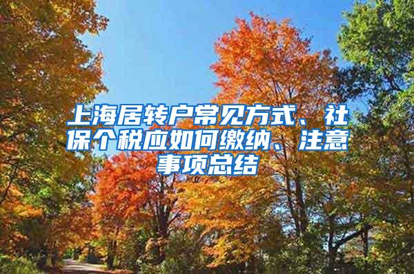 上海居转户常见方式、社保个税应如何缴纳、注意事项总结