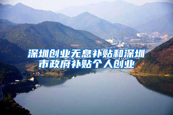 深圳创业无息补贴和深圳市政府补贴个人创业