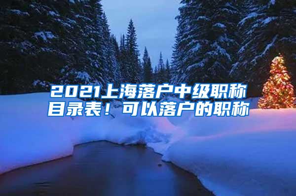 2021上海落户中级职称目录表！可以落户的职称