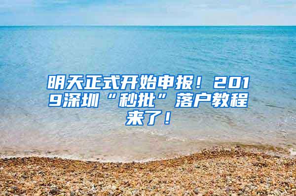 明天正式开始申报！2019深圳“秒批”落户教程来了！