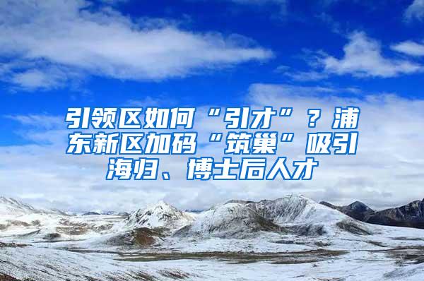 引领区如何“引才”？浦东新区加码“筑巢”吸引海归、博士后人才