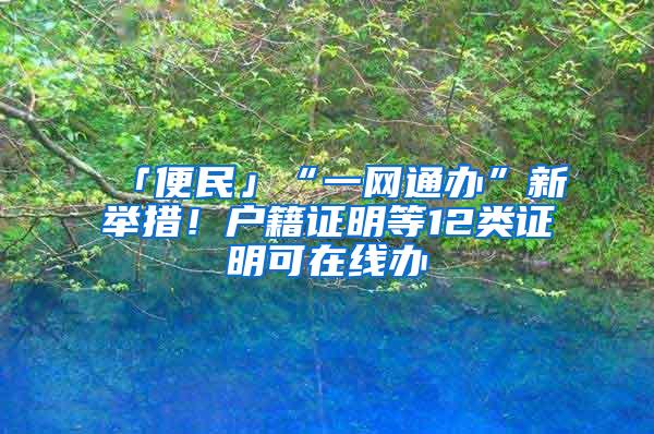 「便民」“一网通办”新举措！户籍证明等12类证明可在线办