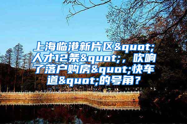 上海临港新片区"人才12条"，吹响了落户购房"快车道"的号角？