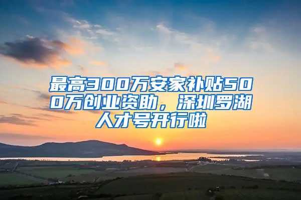 最高300万安家补贴500万创业资助，深圳罗湖人才号开行啦