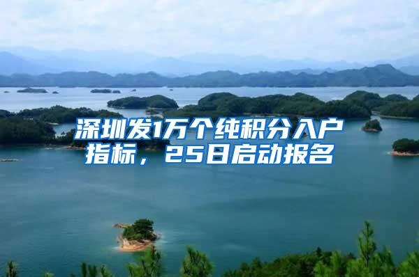 深圳发1万个纯积分入户指标，25日启动报名