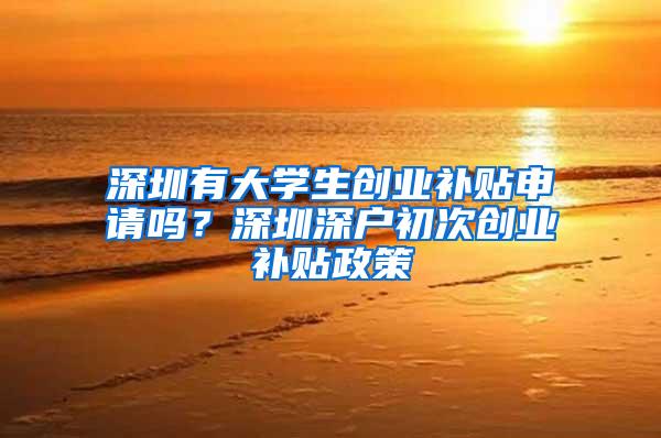 深圳有大学生创业补贴申请吗？深圳深户初次创业补贴政策