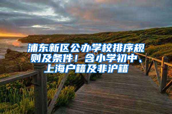 浦东新区公办学校排序规则及条件！含小学初中、上海户籍及非沪籍