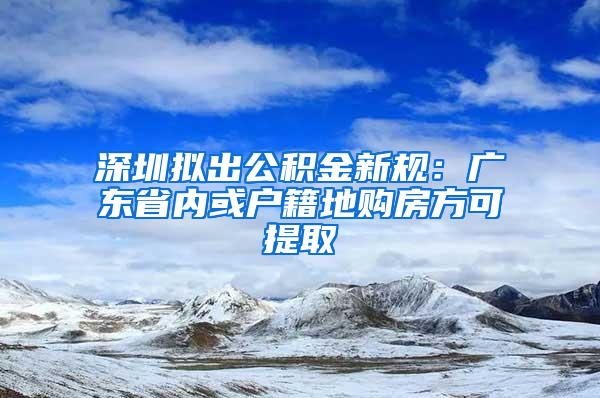 深圳拟出公积金新规：广东省内或户籍地购房方可提取