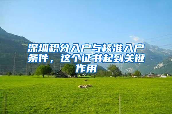 深圳积分入户与核准入户条件，这个证书起到关键作用