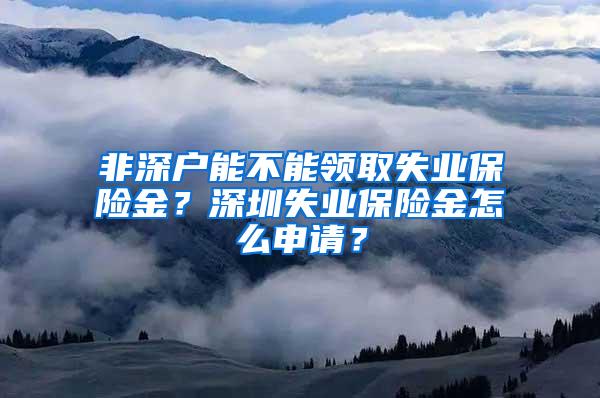 非深户能不能领取失业保险金？深圳失业保险金怎么申请？