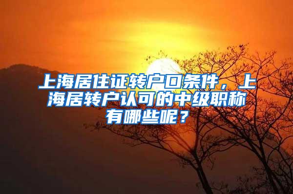 上海居住证转户口条件，上海居转户认可的中级职称有哪些呢？