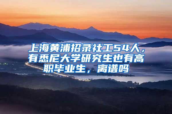 上海黄浦招录社工54人，有悉尼大学研究生也有高职毕业生，离谱吗
