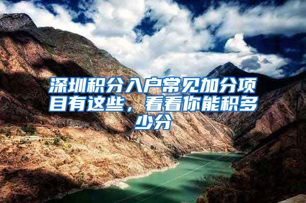 深圳积分入户常见加分项目有这些，看看你能积多少分