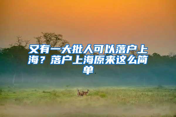 又有一大批人可以落户上海？落户上海原来这么简单