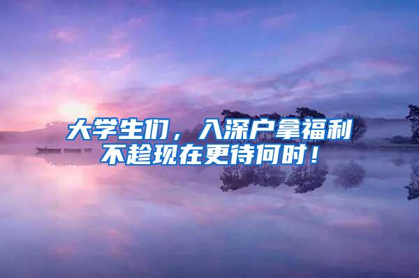 大学生们，入深户拿福利不趁现在更待何时！