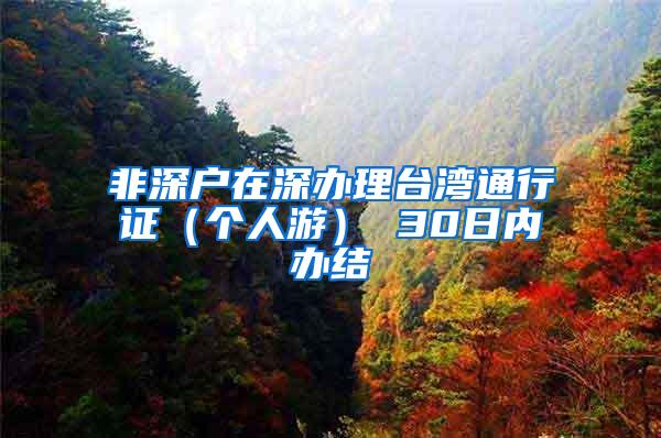 非深户在深办理台湾通行证（个人游） 30日内办结