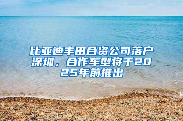 比亚迪丰田合资公司落户深圳，合作车型将于2025年前推出
