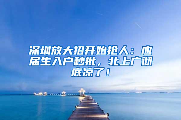 深圳放大招开始抢人：应届生入户秒批，北上广彻底凉了！