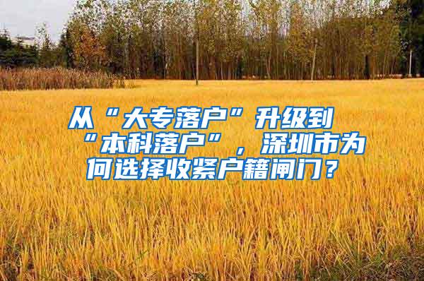 从“大专落户”升级到“本科落户”，深圳市为何选择收紧户籍闸门？